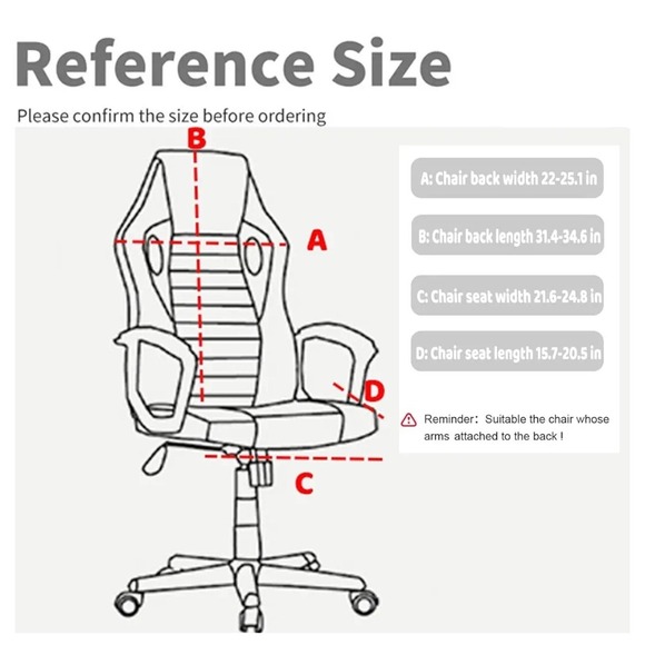 Gaming Chair Cover Stretchable Swivel Office Computer Desk Chair Protector Black - Picture 7 of 10